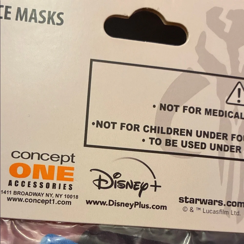 NWT Disney Star Wars Mandalorian Kids Face Masks - Black, Blue, Green